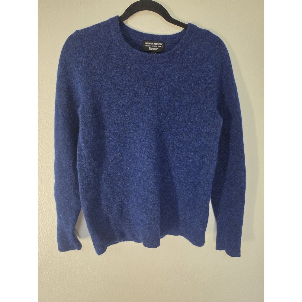 Banana Republic Womens Wool Alpaca Blend Crew Neck Pullover Sweater Size L Blue